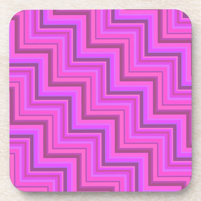 Pink stripes stairs pattern coaster (Front)