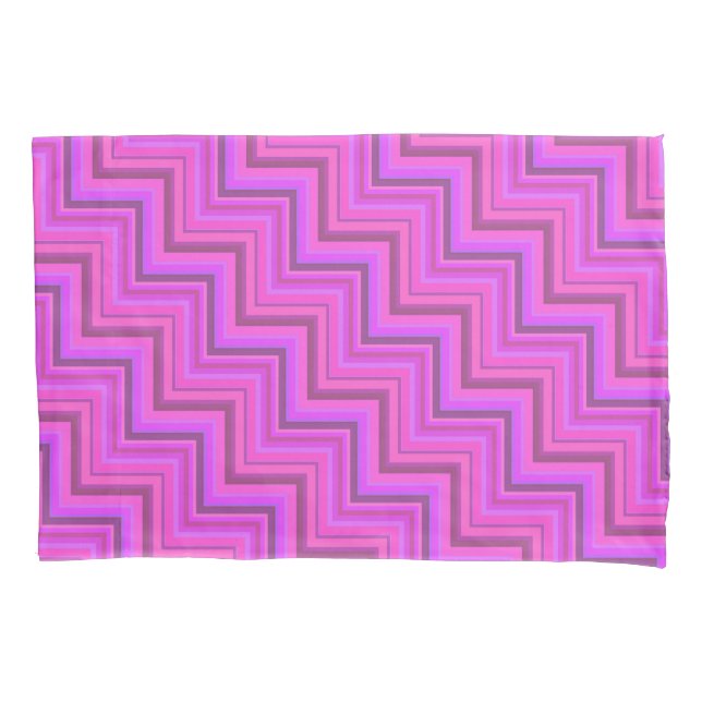 Pink stripes stairs pattern pillowcase (Front)