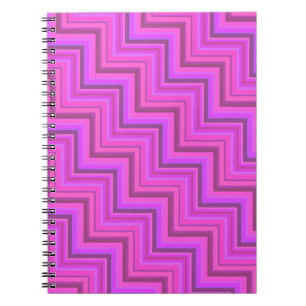 Pink stripes stairs pattern spiral notebook
