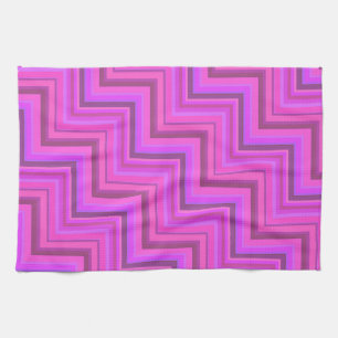 Pink stripes stairs pattern tea towel