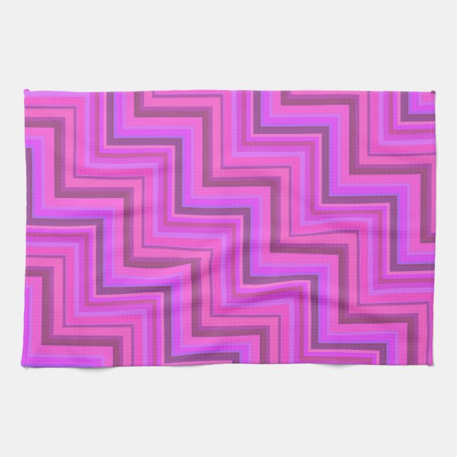 Pink stripes stairs pattern tea towel (Horizontal)