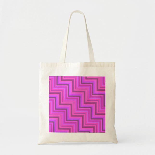 Pink stripes stairs pattern tote bag (Front)