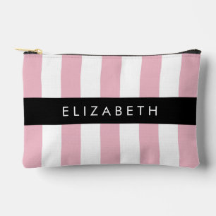 Pink Stripes, Striped Pattern, Lines, Your Name Accessory Pouch
