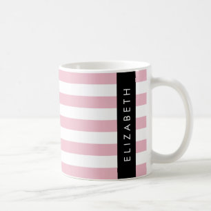 Pink Stripes, Striped Pattern, Lines, Your Name Coffee Mug