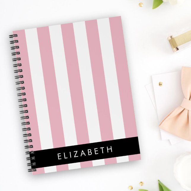 Pink Stripes, Striped Pattern, Lines, Your Name Planner (Creator Uploaded)