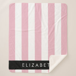 Pink Stripes, Striped Pattern, Lines, Your Name Sherpa Blanket