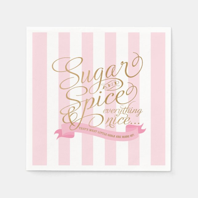 Pink Stripes Sugar and Spice Napkins (Front)