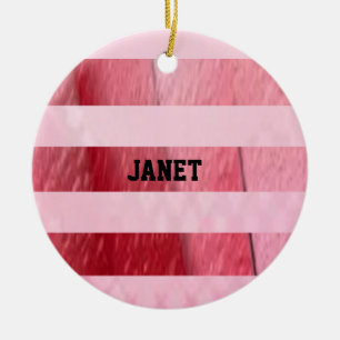 Pink stripes textured pattern ceramic tree decoration