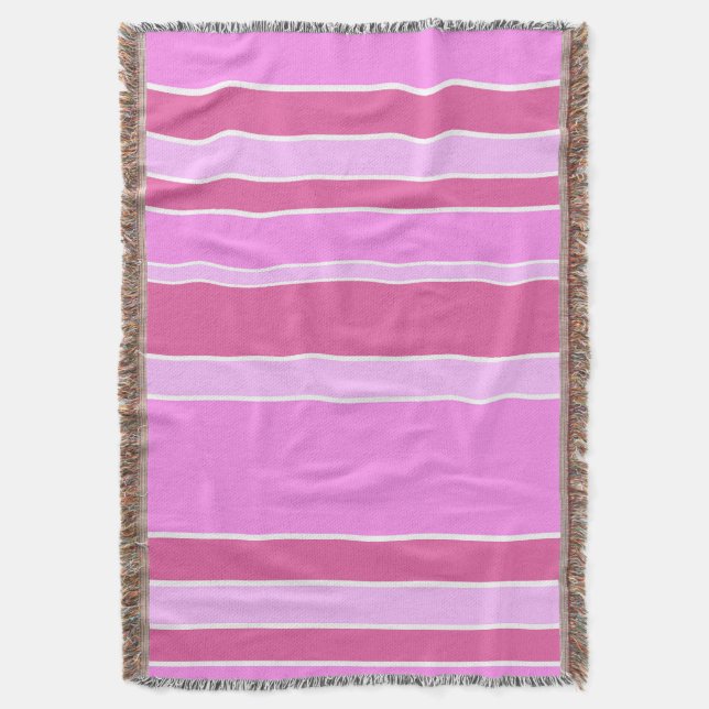 Pink stripes throw blanket (Front Vertical)