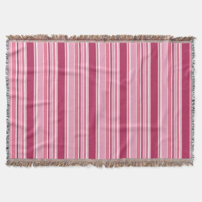 Pink stripes throw blanket (Front)