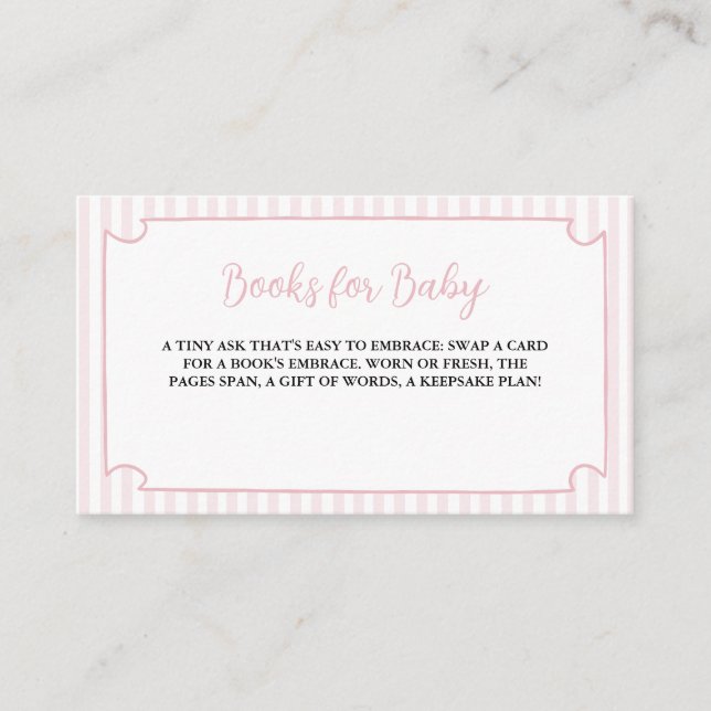 Pink Stripes Tini One Is on the Way Books for Baby Enclosure Card (Front)