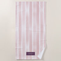 Pink Stripes Watercolor Boardwalk Name on