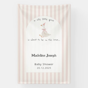 Pink Stripes Watercolor Goose Girl Baby Shower Banner