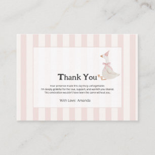 Pink Stripes Watercolor Goose Girl Thank You Enclosure Card