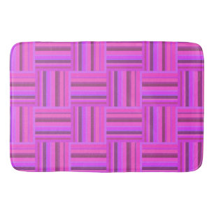 Pink stripes weave pattern bath mat