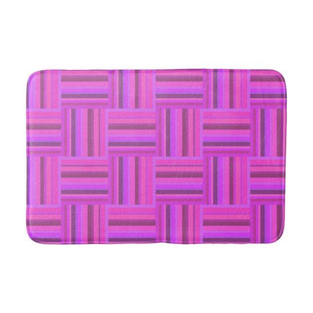 Pink stripes weave pattern bath mat (Front)