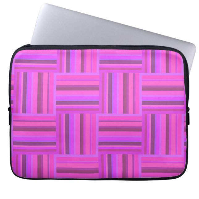 Pink stripes weave pattern laptop sleeve (Front)