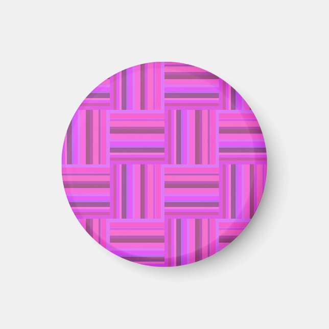 Pink stripes weave pattern magnet (Front)