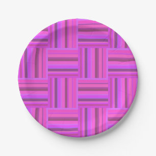 Pink stripes weave pattern paper plate