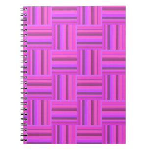 Pink stripes weave pattern spiral notebook