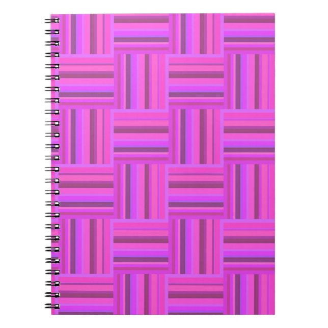 Pink stripes weave pattern spiral notebook (Front)