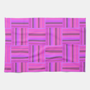 Pink stripes weave pattern tea towel
