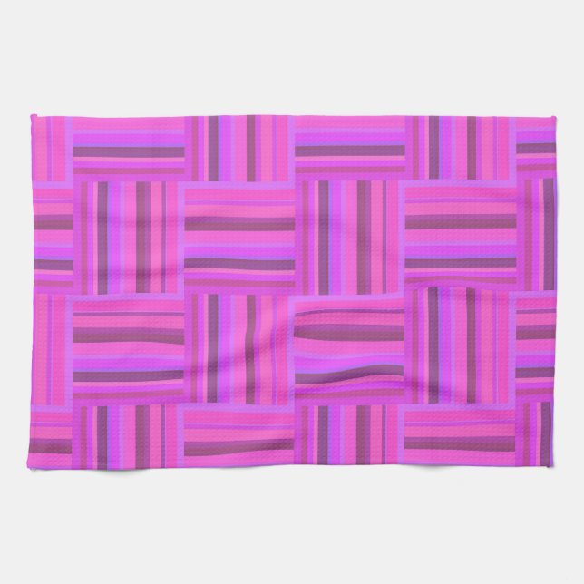 Pink stripes weave pattern tea towel (Horizontal)