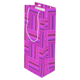 Pink stripes weave pattern wine gift bag