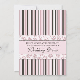 Pink Stripes Wedding Vow Renewal Invitations