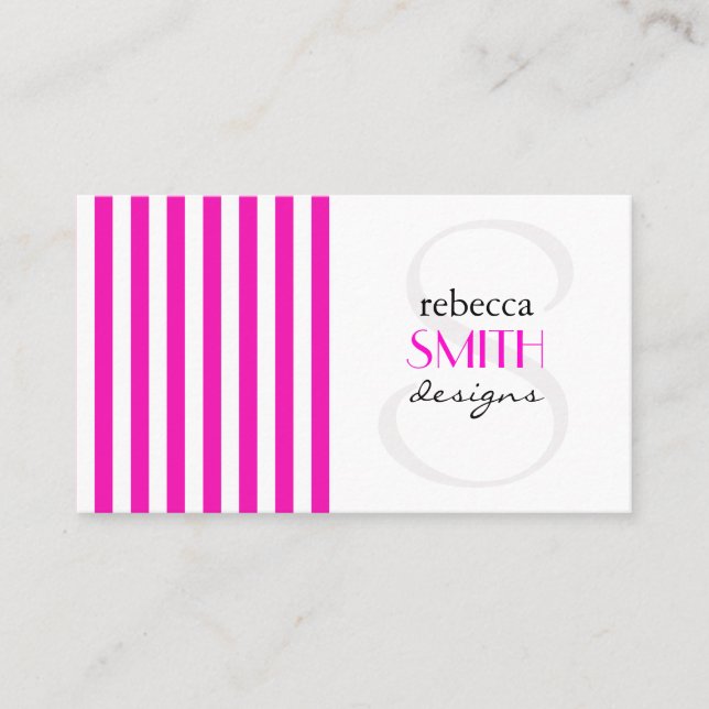 Pink Stripes, White Stripes, Striped Pattern Business Card (Front)