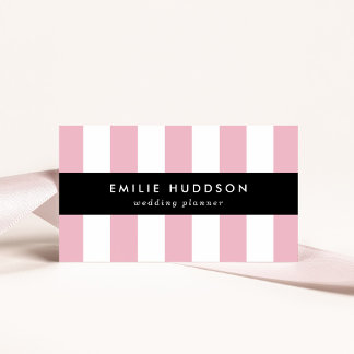 Pink Stripes, White Stripes, Striped Pattern Business Card