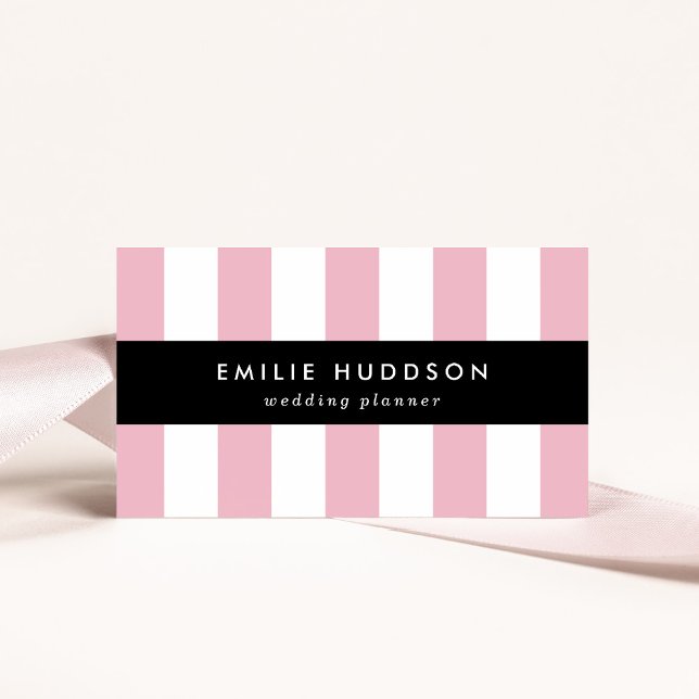 Pink Stripes, White Stripes, Striped Pattern Business Card (Creator Uploaded)