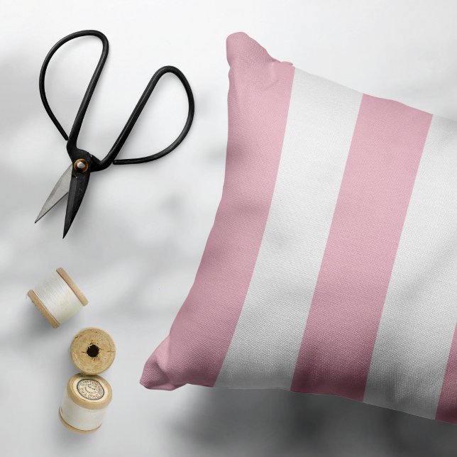Pink Stripes, White Stripes, Striped Pattern Decorative Cushion (Creator Uploaded)