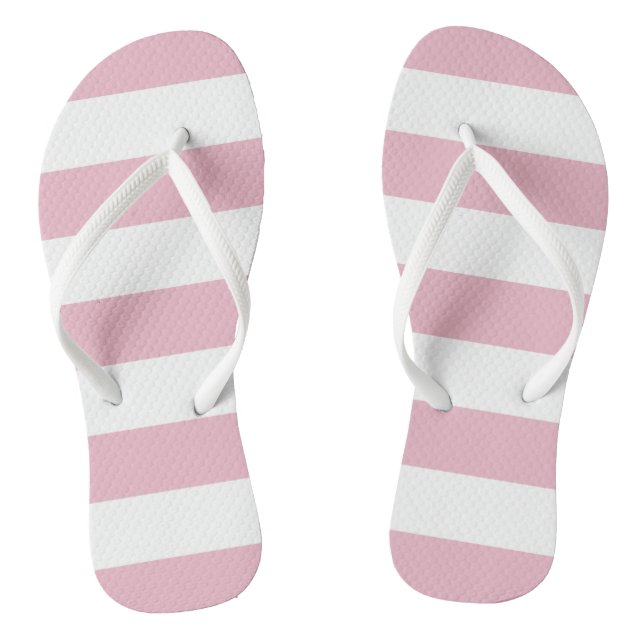 Pink Stripes, White Stripes, Striped Pattern Jandals (Footbed)