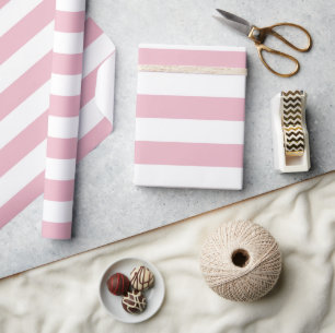 Pink Stripes, White Stripes, Striped Pattern Wrapping Paper