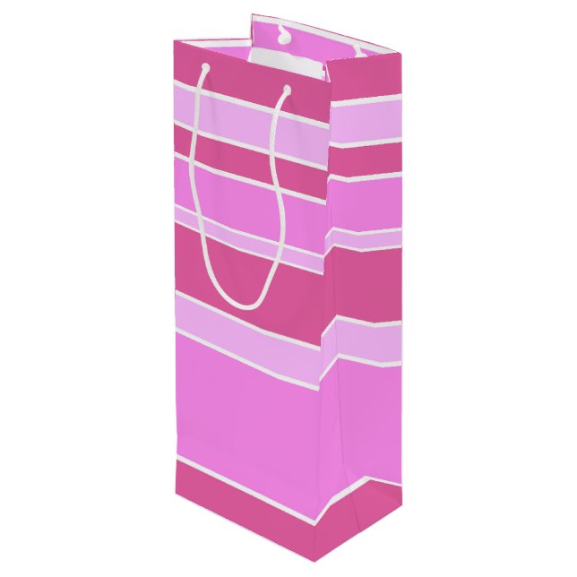 Pink stripes wine gift bag (Back Angled)