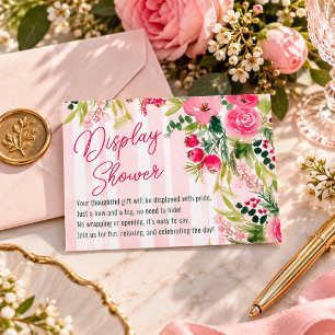 Pink Stripes Winter Floral Bridal Display Shower Enclosure Card