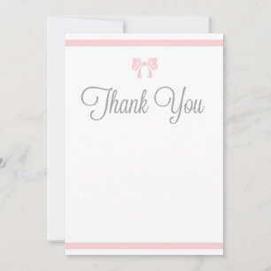Pink Stripes with Bow Thank You Card