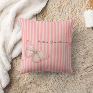 Pink Stripes with Butterfly Cushion