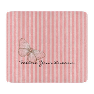 Pink Stripes with Butterfly Cutting Board