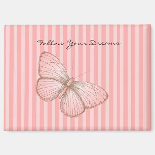 Pink Stripes with Butterfly Magnet