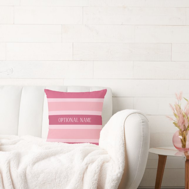 Pink Stripes with optional name custom Cushion (Couch)