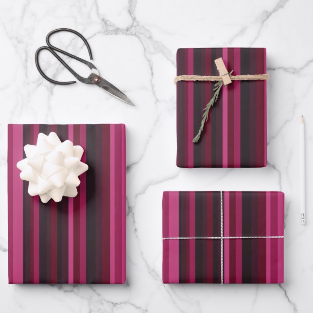 Pink Stripes  Wrapping Paper Sheet (Front)