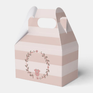Pink Stripes Wreath Baby Shower Favour Box