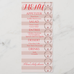 Pink Stripes Wreath Baby Shower Menu