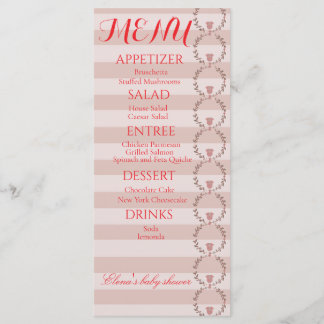 Pink Stripes Wreath Baby Shower Menu