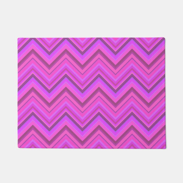 Pink stripes zigzag pattern doormat (Front)