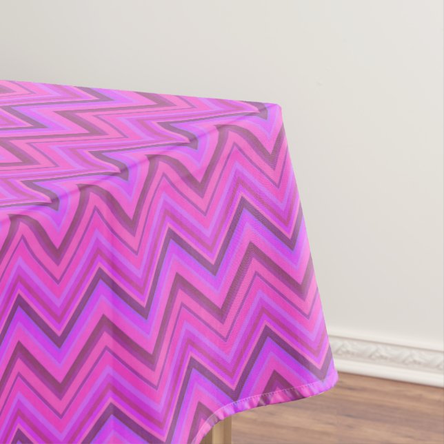 Pink stripes zigzag pattern tablecloth (In Situ)
