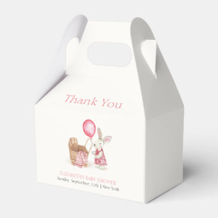 Pink Stroller Bunny Balloon Girl Baby Shower  Favour Box