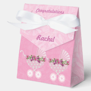 Pink Stroller Girl Baby Shower 4"w x 2"l x 5" Favour Box
